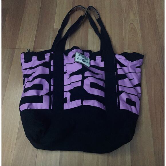 Vintage Y2K Victoria’s Secret PINK Weekender Tote Bag XL Purple/Black - Picture 3 of 16